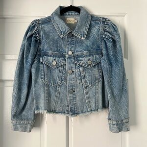 Alice + Olivia Cropped Blue Denim Jacket